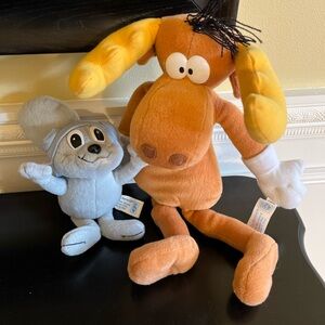 vintage 2000 NWOT Bullwinkle 14” and Rocky 7” Plush by Toy Network